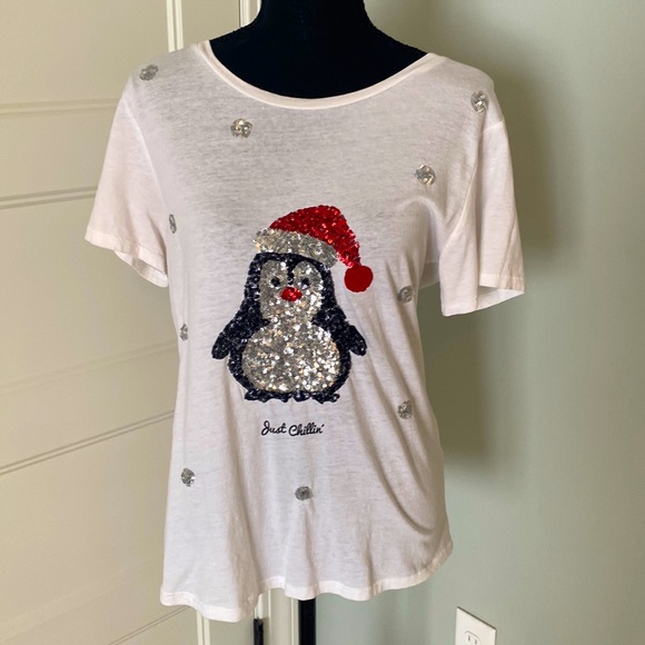 Cotton holiday tee with sequin detail - Picture 1 of 6